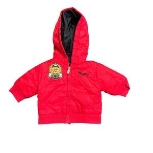 Coogi Puffer Jacket Hooded Full Zip Lightweight Coat Red Baby Size 0/3M‎